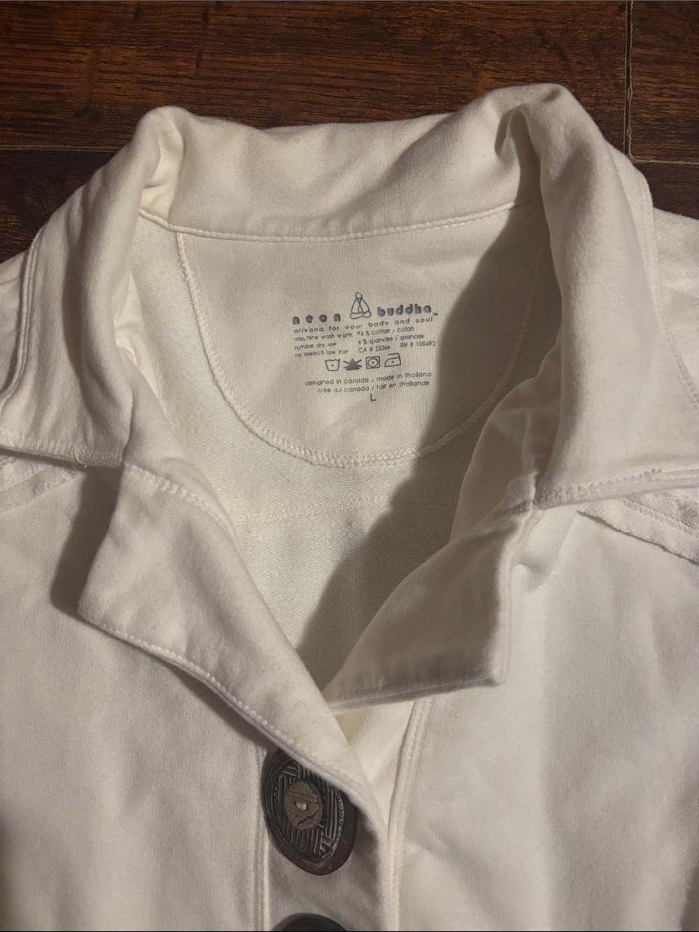 neon buddha Cream Button-Front Women's Blazer - Picture 3 of 4